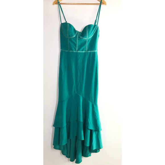 Katie May Loren Dress Spaghetti Strap Corset Mermaid Midi Teal Green Size Medium - Picture 5 of 11